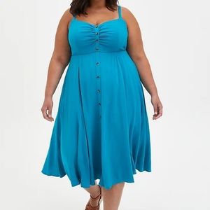 Torrid MIDI TEXTURED WOVEN BUTTON-FRONT DRESS Size 3